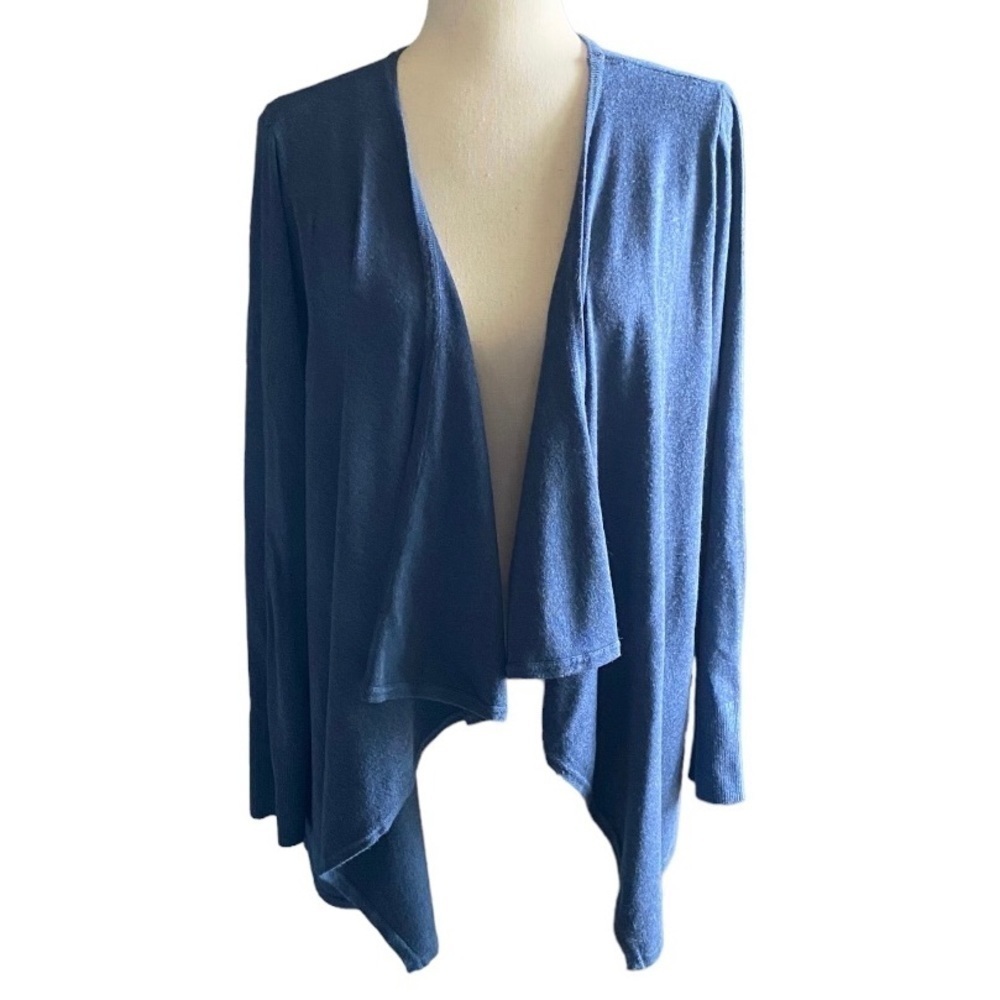 OLIVIA WARREN-BLUE DRAPED SWEATER-SIZE LARGE